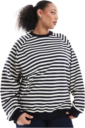 ASOS ASOS DESIGN Curve - ribstrikket oversized sweatshirt med lange ærmer og striber