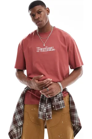 Parlez Staffa - Koralrød T-shirt med korte ærmer og oversized logo-Orange