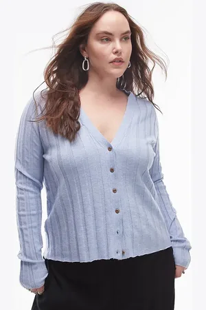 MANGO Curve - Ribstrikket cardigan med knapper
