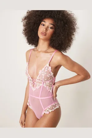 ASOS Cleo - Premium - Blød bodystocking med broderinger-Sort