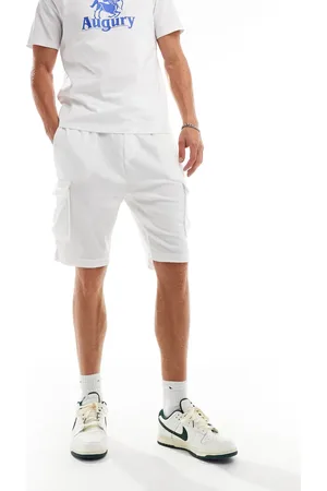 Brave Soul Offwhite cargoshorts i frotté-Hvid