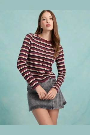 Miss Selfridge Bordeaux cardigan med striber