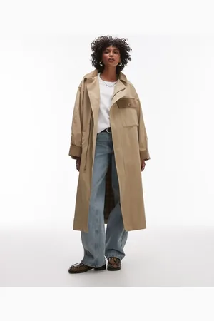 Topshop Kamelbrun heritage-trenchcoat med ternet for-Neutral