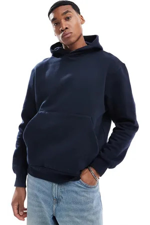 ASOS Oversized og marineblå hættetrøje i kraftigt 400 gsm-stof