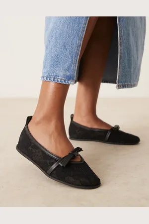 Free People Sorte ballerina-pumps med blonder i mesh