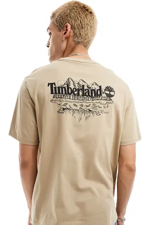 Timberland Oversized T-shirt med stort bjergprint bagpå - Kun hos ASOS-Grøn