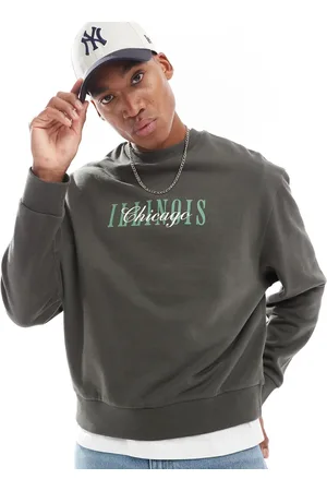 ASOS Oversized sweatshirt med print i grå i firkantet pasform-Brun