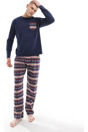 Brave Soul Jul - Marineblåt pyjamassæt med juleprint