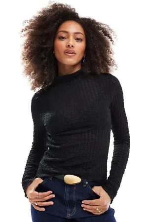 VERO MODA Aware - top med tekstur, høj hals og lange ærmer