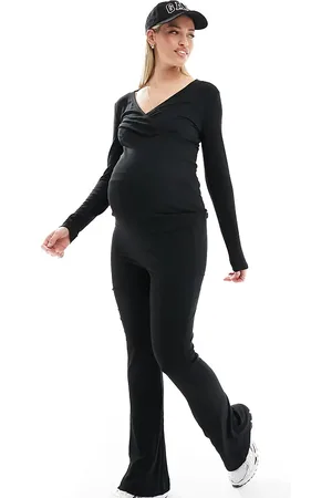 Mama;licious Mamalicious Maternity - Sorte jerseybukser med svaj og taljekant over maven - Del af sæt