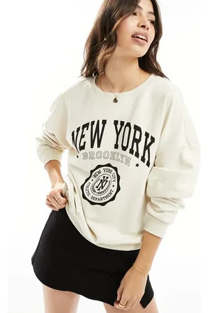 ONLY Beige sweatshirt med 