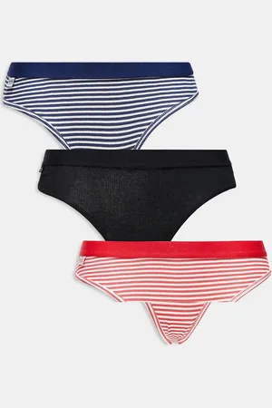 Cotton On Cotton On - Pakke med 3 par sorte bikini-briefs med striber og branding i bomuld
