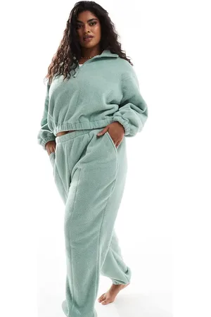 ASOS ASOS DESIGN Curve - Salviegrønne lounge-joggingbukser i mikro-fleece