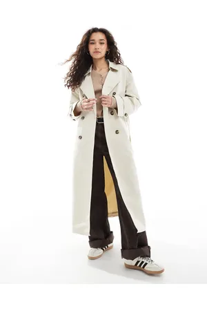 VERO MODA Beige longline-trenchcoat med bælte-Neutral