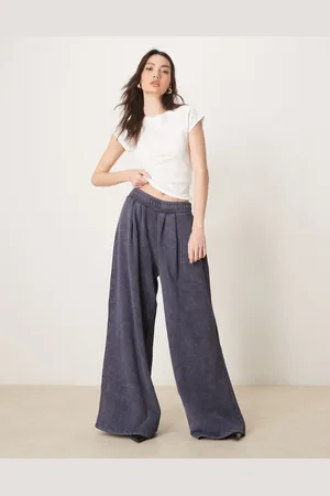 ASOS Forvaskede marineblå og oversized joggingbukser med brede ben - Del af sæt-Grå