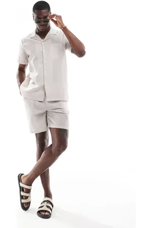 South Beach Strandshorts med og cremehvide striber i seersucker - Del af sæt-Neutral