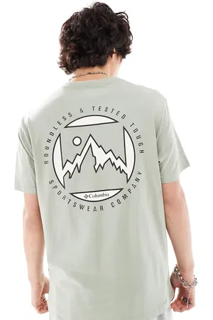 Columbia Brice Creek - Kakigrøn T-shirt med bjergprint på ryggen- Kun hos ASOS