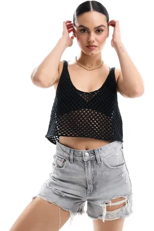 Miss Selfridge Og hæklet croptop med hulmønster