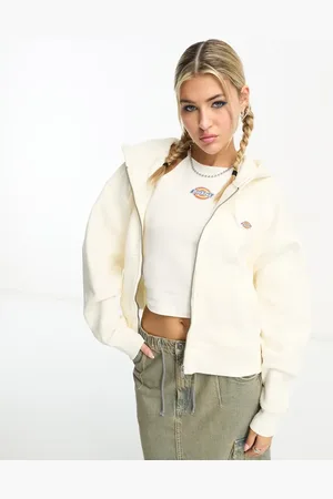 Dickies Oakport - Råhvid hættetrøje med lynlås