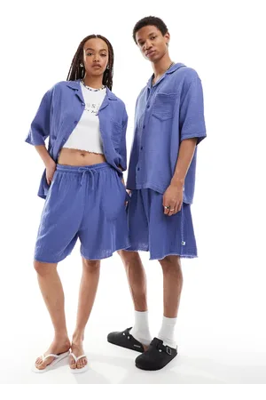 COLLUSION Unisex - Lange shorts med tekstur i - Del af sæt-Lilla