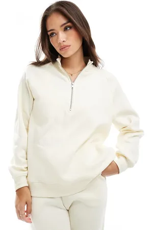 Pieces® Sweatshirt med halv lynlås i neutral - Del af sæt