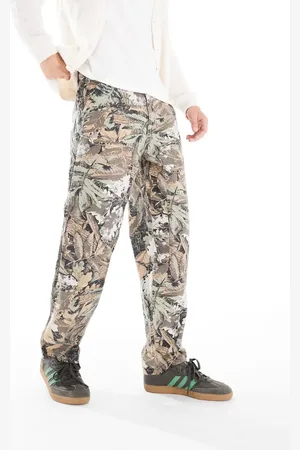Only & Sons Beige bukser med camouflage-bladmønster i løstsiddende pasform-Sort