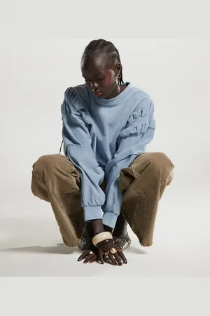 ASOS Vasket blå sweatshirt med rynkede ærmer-Grøn