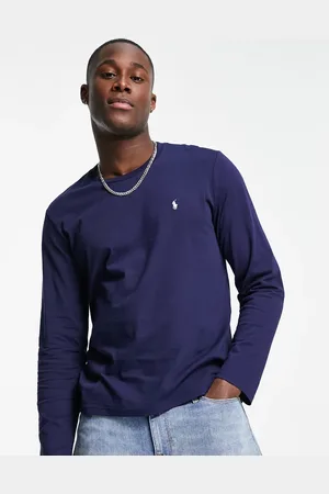 Ralph Lauren Blød langærmet bomuldstop i navy fra -Marineblå