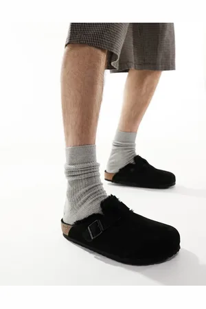 Birkenstock Boston - Sorte clogs med imiteret lammeskind-Brun
