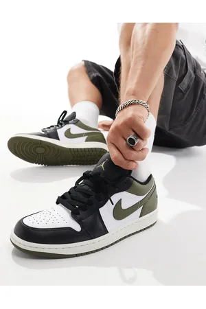 Jordan Nike - Air 1 Low - Hvide sneakers med grønne og sorte detaljer