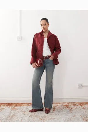 Reclaimed Blazer i imiteret ruskind-Rød
