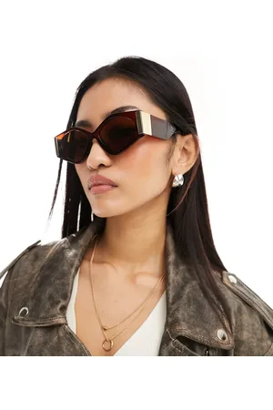 Jeepers Peepers Brune cat eye-solbriller med guldfarvede detaljer