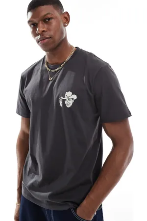 Wrangler Forvasket sort T-shirt med småt cowboy-print