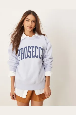 Abercrombie & Fitch Lyseblå hættetrøje med college-print