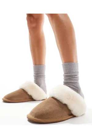 ASOS Zeus - Gyldenbrune hjemmesko i premium fåreskind