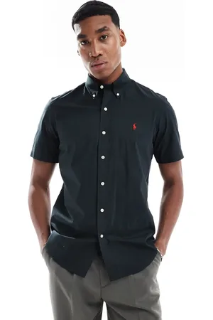 Ralph Lauren Kortærmet og poplin-skjorte med figursyet pasform og ikonlogo