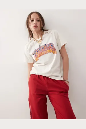 Wrangler Vintage-hvid T-shirt med grafisk logoprint