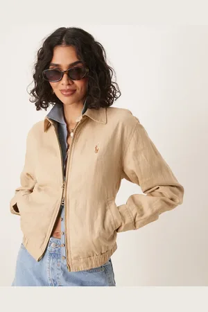 Ralph Lauren Gyldenbrun bomber-jakke i hør