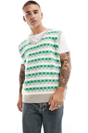 Cotton On Cotton On - Strikket vest med multifarvede striber i vintage-stil-Multifarvet
