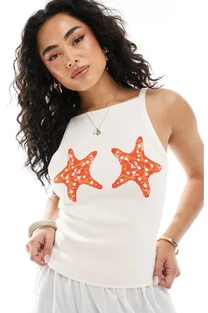 ASOS Cremehvid strikket tanktop med søstjernedetaljer