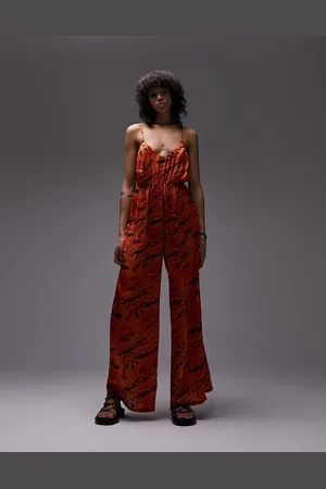 Topshop Stram jumpsuit med vidde i benene og stropper-Multifarvet