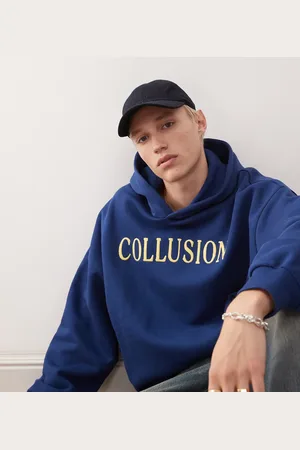 COLLUSION Oversized hættetrøje med logobrodering-Sort