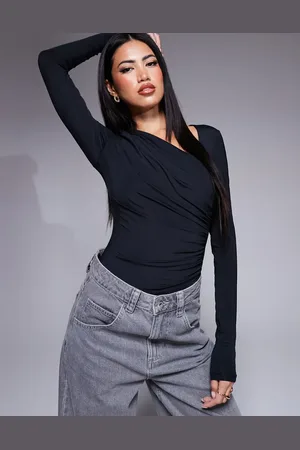 ASOS Og tætsiddende bodystocking med asymmetrisk hals og draperinger