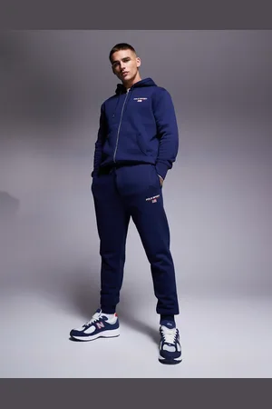 Ralph Lauren Sports Capsule - Marineblå joggingbukser med manchetter og logo