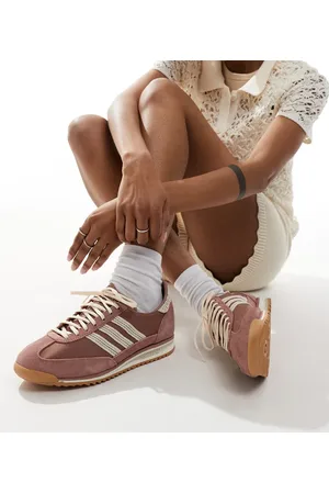 adidas SL72 OG - Lysebrune sneakers med hæklede cremehvide striber