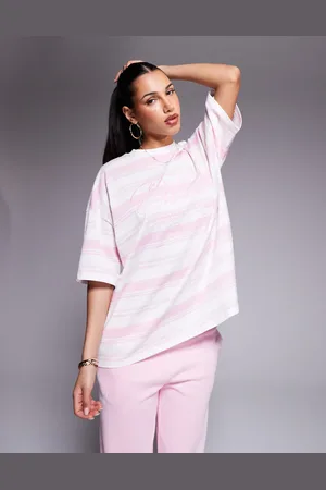 ASOS Weekend Collective - T-shirt med broderet logo og pink striber
