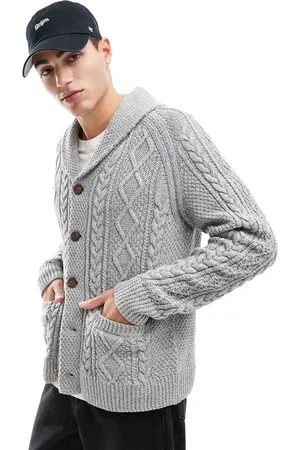 Ralph Lauren Gråmeleret cardigan med sjalskrave i strikket bomuld