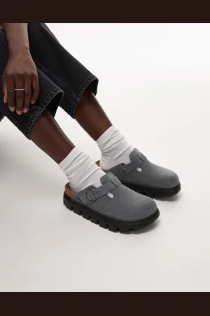 Birkenstock Papillio Boston - Mørkegrå clogs med plateausål