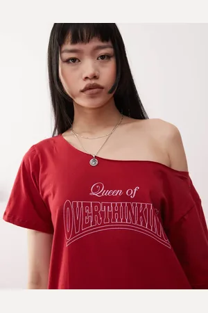 Motel Scottie - Rød og løstsiddende oneshoulder-t-shirt