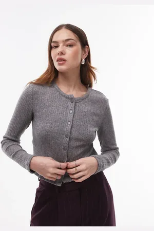 MANGO Grå cardigan med rund hals